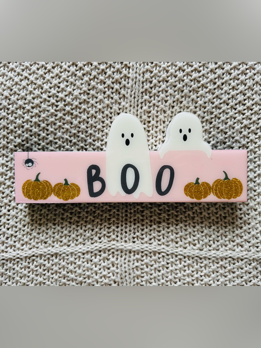 Pink BOO Ghost Halloween Wall Sign